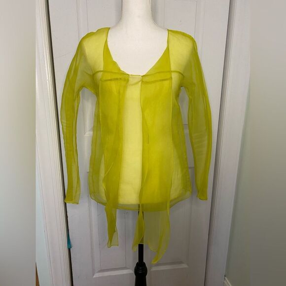 See-through Top with Graphic & Architectural Curves - Picture 3 of 7